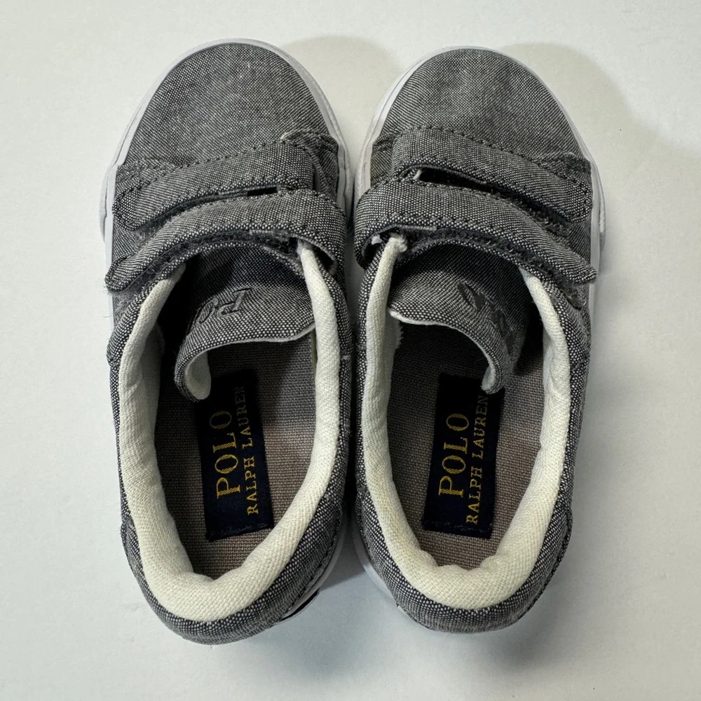 Polo Ralph Lauren Gray Velcro Sneakers Size 6.5